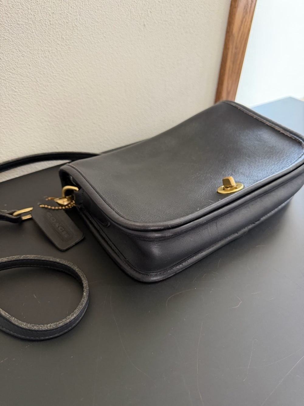 Coach Vintage Penny Pocket Black Leather Crossbody Bag - Picture 11 of 13